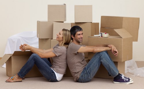 Office relocation team managing files and equipment during a Swiss Cottage move