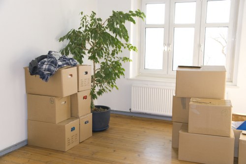 Office relocation items packed and labelled for commercial moves in Swiss Cottage