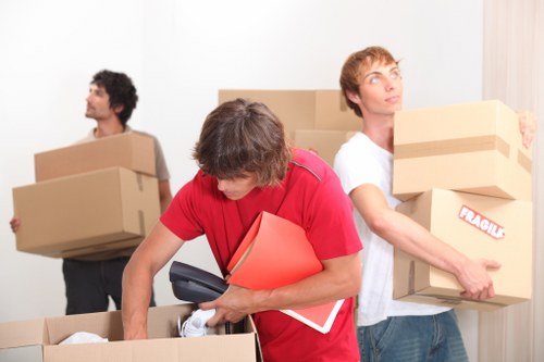 Removal van parked for a domestic or office move in Swiss Cottage