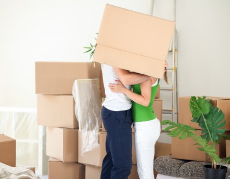 Organised boxes and furniture ready for local storage