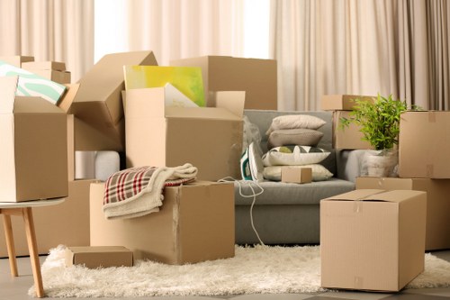 Packing boxes and household items for storage near Swiss Cottage